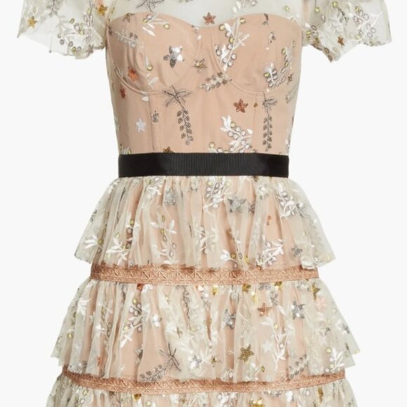 Self-Portrait Star Mesh Tiered Dress - Picture 5 of 5